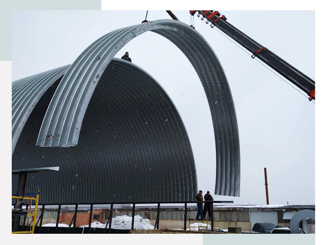 Полукруглые ангары в Златоусте