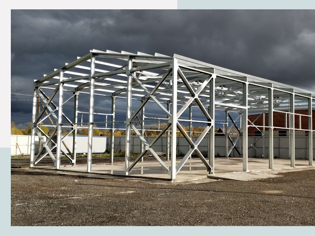 Двускатные ангары в Златоуст от 619 руб. за квадрат